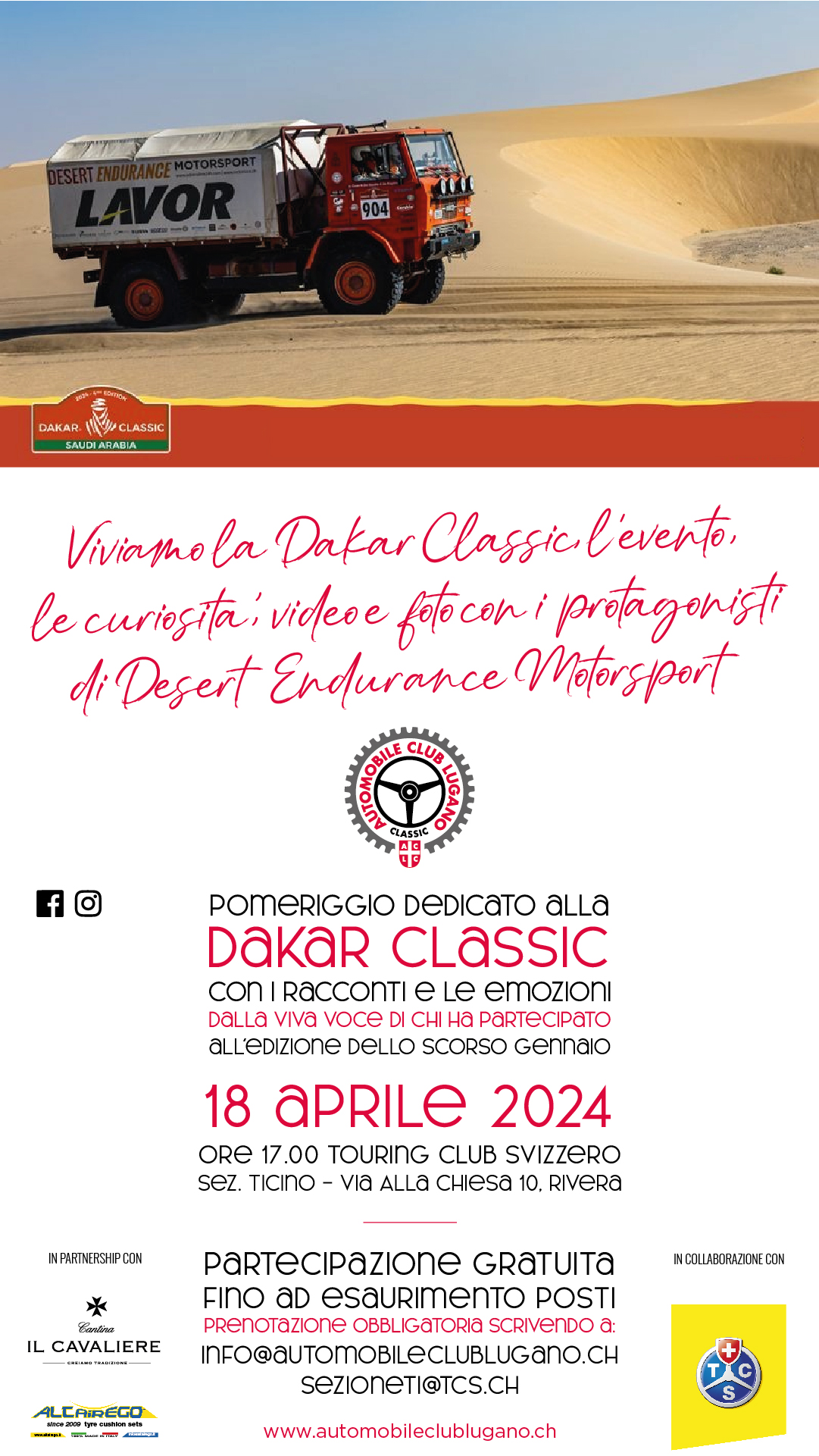 18 aprile: Incontro: viviamo insieme la Dakar Classic