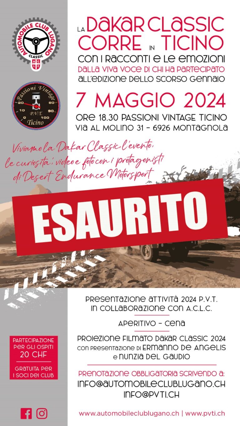 7 maggio 2024 – La Dakar Classic corre in Ticino